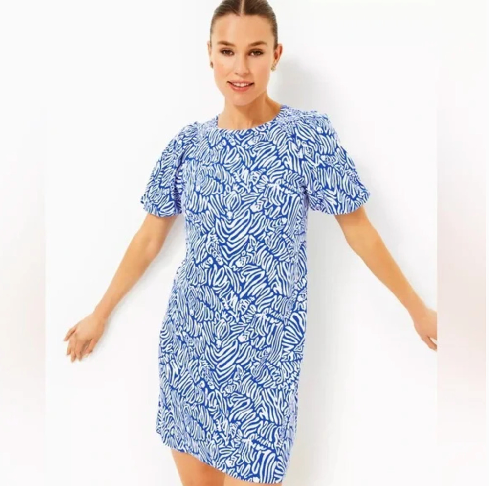 Lilly Pulitzer Rosen Dress M NWOT Martinique Blue Zee Bebe Zebra Prep Coastal